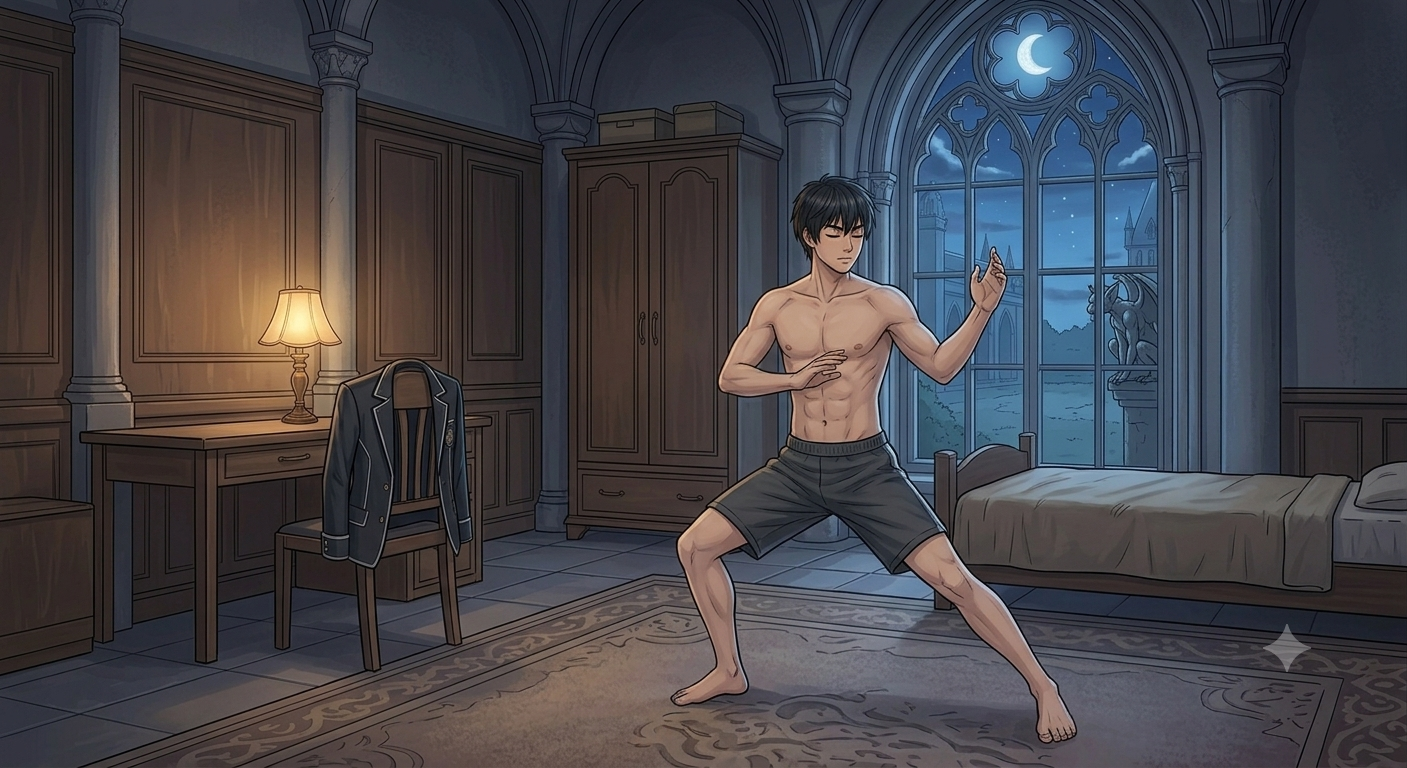 Fajar training in his room